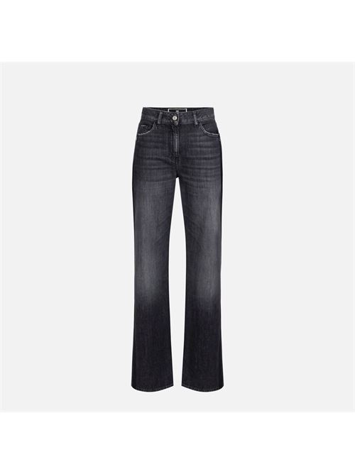 Jeans a gamba larga in cotone organico con bande in raso ELISABETTA FRANCHI | PJ76I46E246E2102